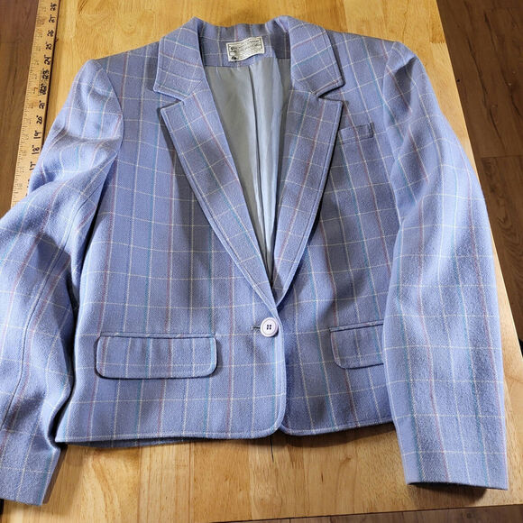 Miss Pendleton Lavender Purple Made is U.S.A. Wool Plaid Coat Sz 12 - Picture 1 of 13